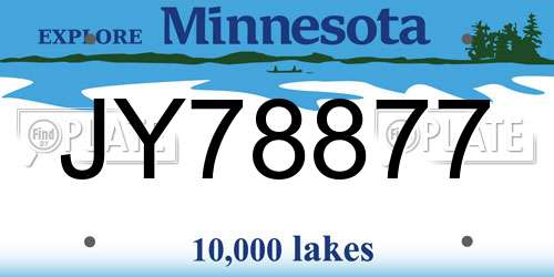 JY78877 Minnesota License Plate