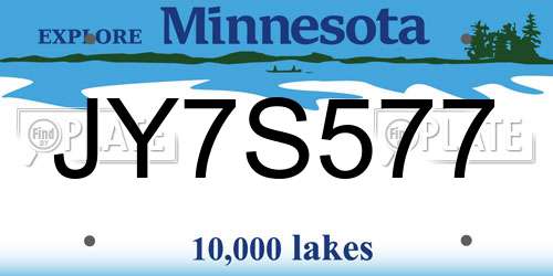 JY7S577 Minnesota License Plate