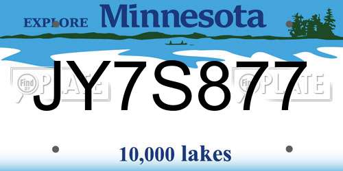 JY7S877 Minnesota License Plate