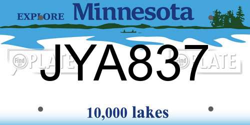 JYA837 Minnesota License Plate