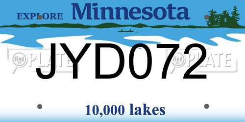 JYD072 Minnesota License Plate