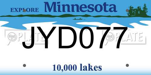 JYD077 Minnesota License Plate