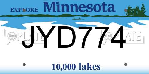 JYD774 Minnesota License Plate