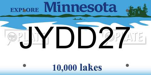 JYDD27 Minnesota License Plate