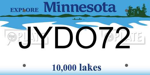 JYDO72 Minnesota License Plate