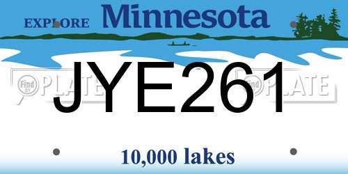 JYE261 Minnesota License Plate