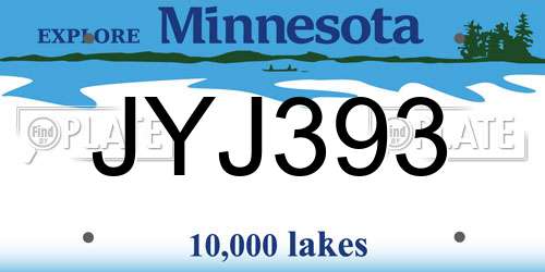 JYJ393 Minnesota License Plate