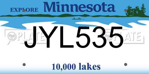 JYL535 Minnesota License Plate