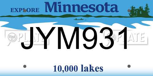 JYM931 Minnesota License Plate