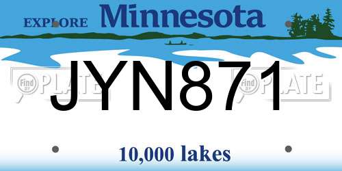 JYN871 Minnesota License Plate