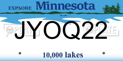 JYOQ22 Minnesota License Plate