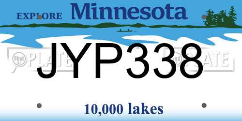 JYP338 Minnesota License Plate