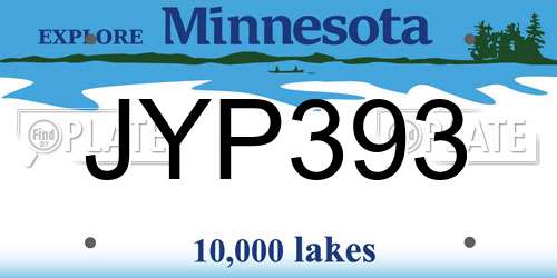 JYP393 Minnesota License Plate