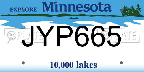 JYP665 Minnesota License Plate