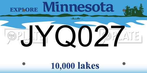 JYQ027 Minnesota License Plate