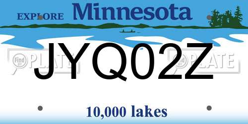 JYQ02Z Minnesota License Plate