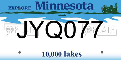 JYQ077 Minnesota License Plate