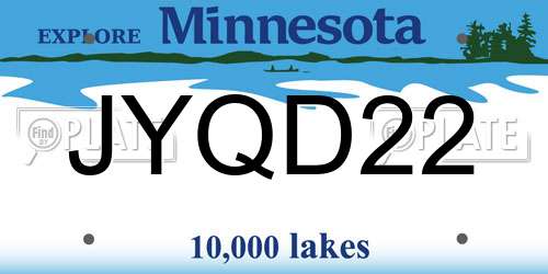 JYQD22 Minnesota License Plate