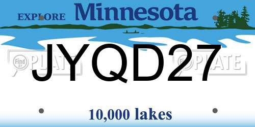 JYQD27 Minnesota License Plate