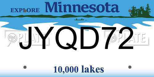 JYQD72 Minnesota License Plate