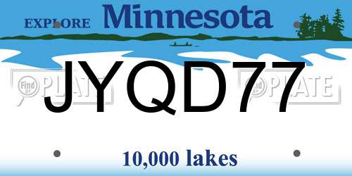JYQD77 Minnesota License Plate