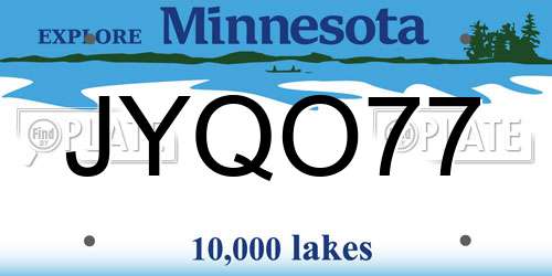 JYQO77 Minnesota License Plate
