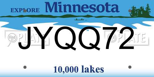 JYQQ72 Minnesota License Plate