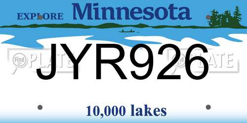 JYR926 Minnesota License Plate