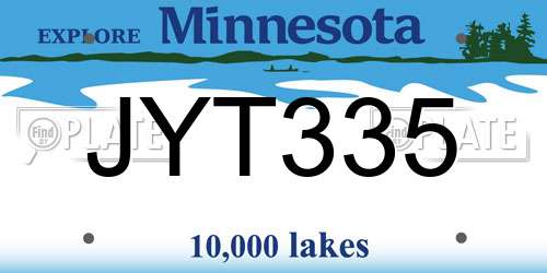 JYT335 Minnesota License Plate