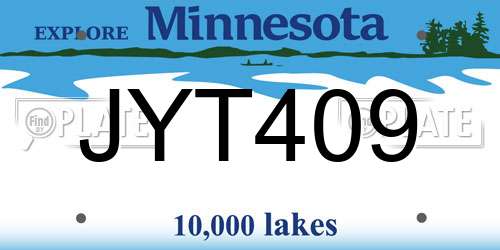 JYT409 Minnesota License Plate