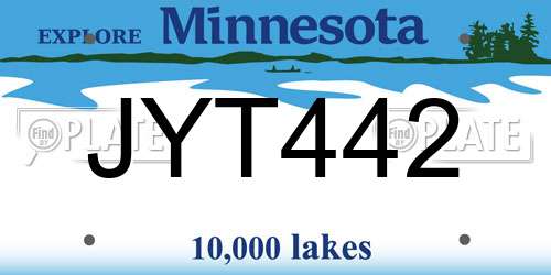 JYT442 Minnesota License Plate