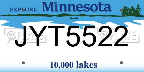 JYT5522 Minnesota License Plate