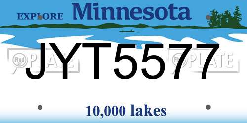 JYT5577 Minnesota License Plate