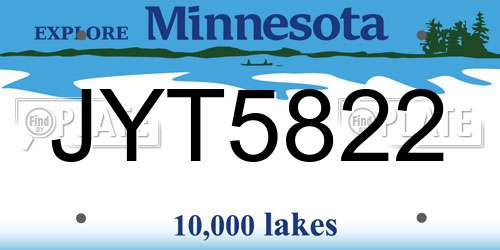 JYT5822 Minnesota License Plate
