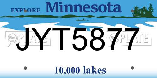 JYT5877 Minnesota License Plate