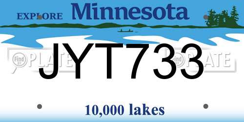 JYT733 Minnesota License Plate