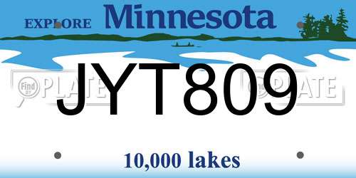 JYT809 Minnesota License Plate