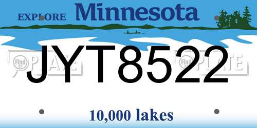 JYT8522 Minnesota License Plate