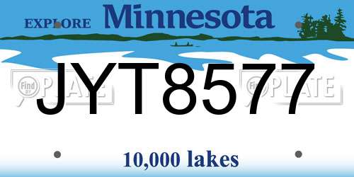 JYT8577 Minnesota License Plate