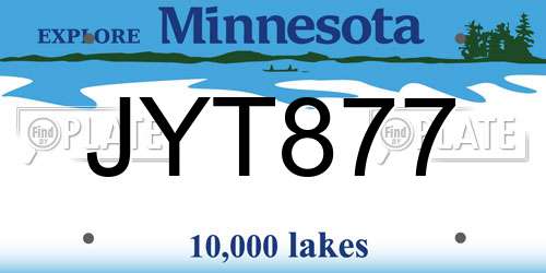 JYT877 Minnesota License Plate