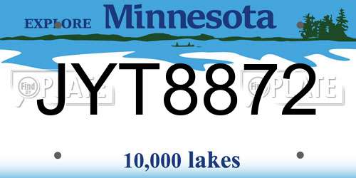 JYT8872 Minnesota License Plate