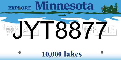 JYT8877 Minnesota License Plate