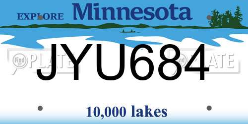 JYU684 Minnesota License Plate