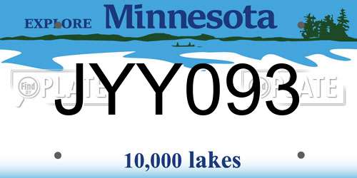 JYY093 Minnesota License Plate