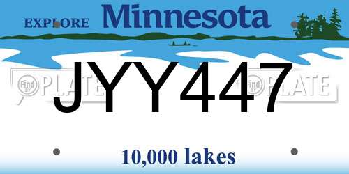 JYY447 Minnesota License Plate