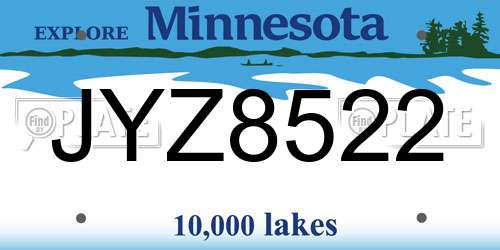 JYZ8522 Minnesota License Plate