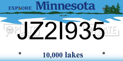 JZ2I935 Minnesota License Plate