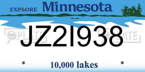 JZ2I938 Minnesota License Plate