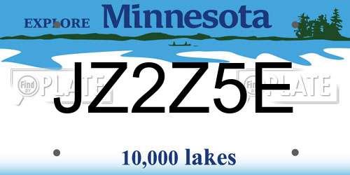 JZ2Z5E Minnesota License Plate
