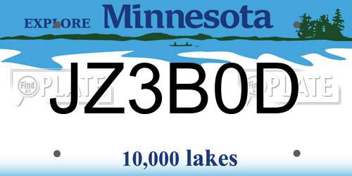 JZ3B0D Minnesota License Plate